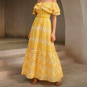 NWT Anewsta Light Yellow Hollow Out Summer Dress